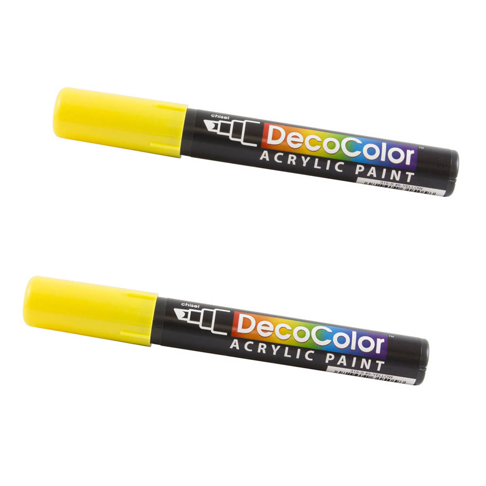 Marvy Uchida Chisel Tip Acrylic Paint Markers, Yellow, 2/Pack